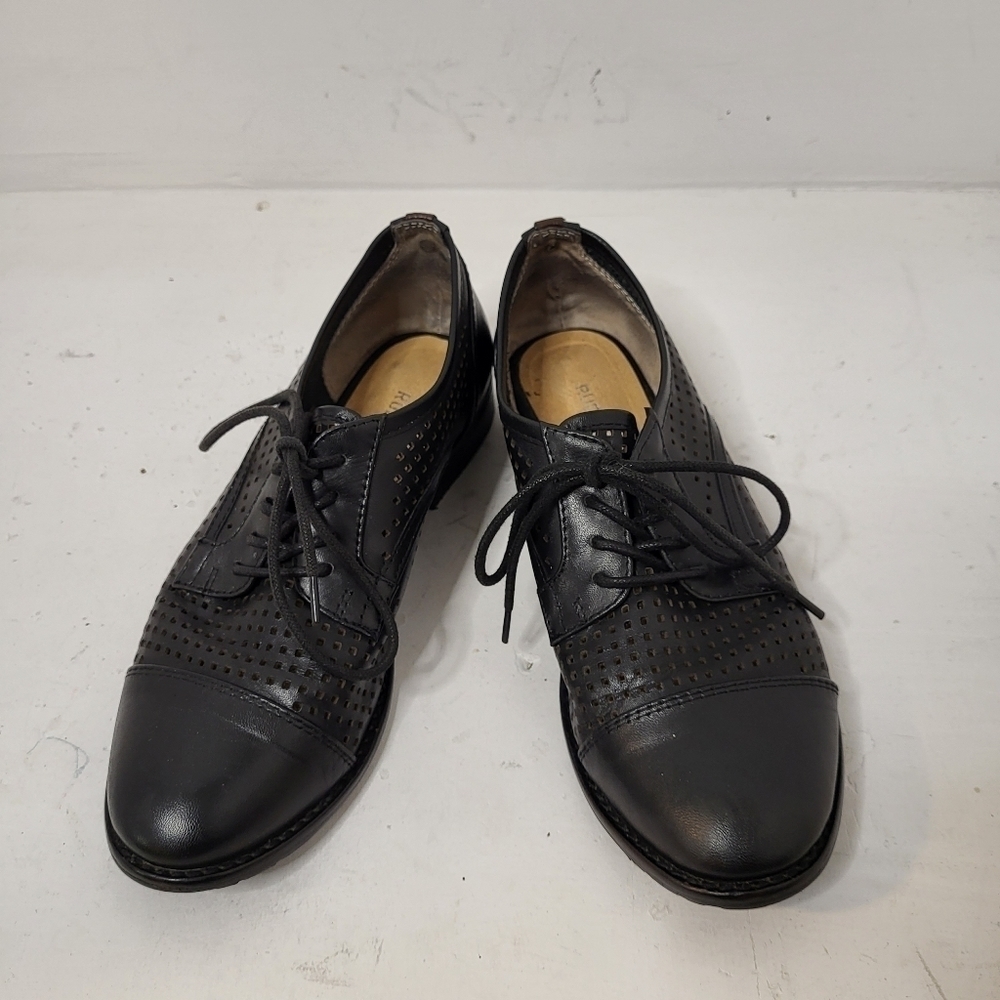 RUDSAK Black Leather Perforated Oxford Shoes